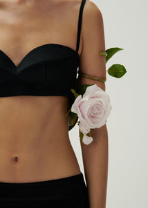 Rose sweetheart bra top in black