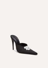 Load image into Gallery viewer, SS24 HIGH MULES SATIN PEARLS BLACK
