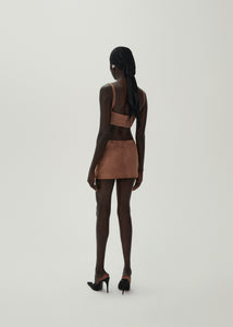 SS24 LEATHER 04 SKIRT BROWN