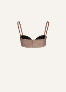 SS24 LEATHER 05 TOP BRA BROWN