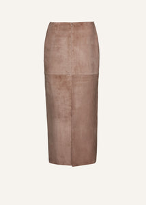 SS24 LEATHER 06 SKIRT BROWN