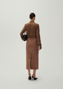 SS24 LEATHER 06 SKIRT BROWN
