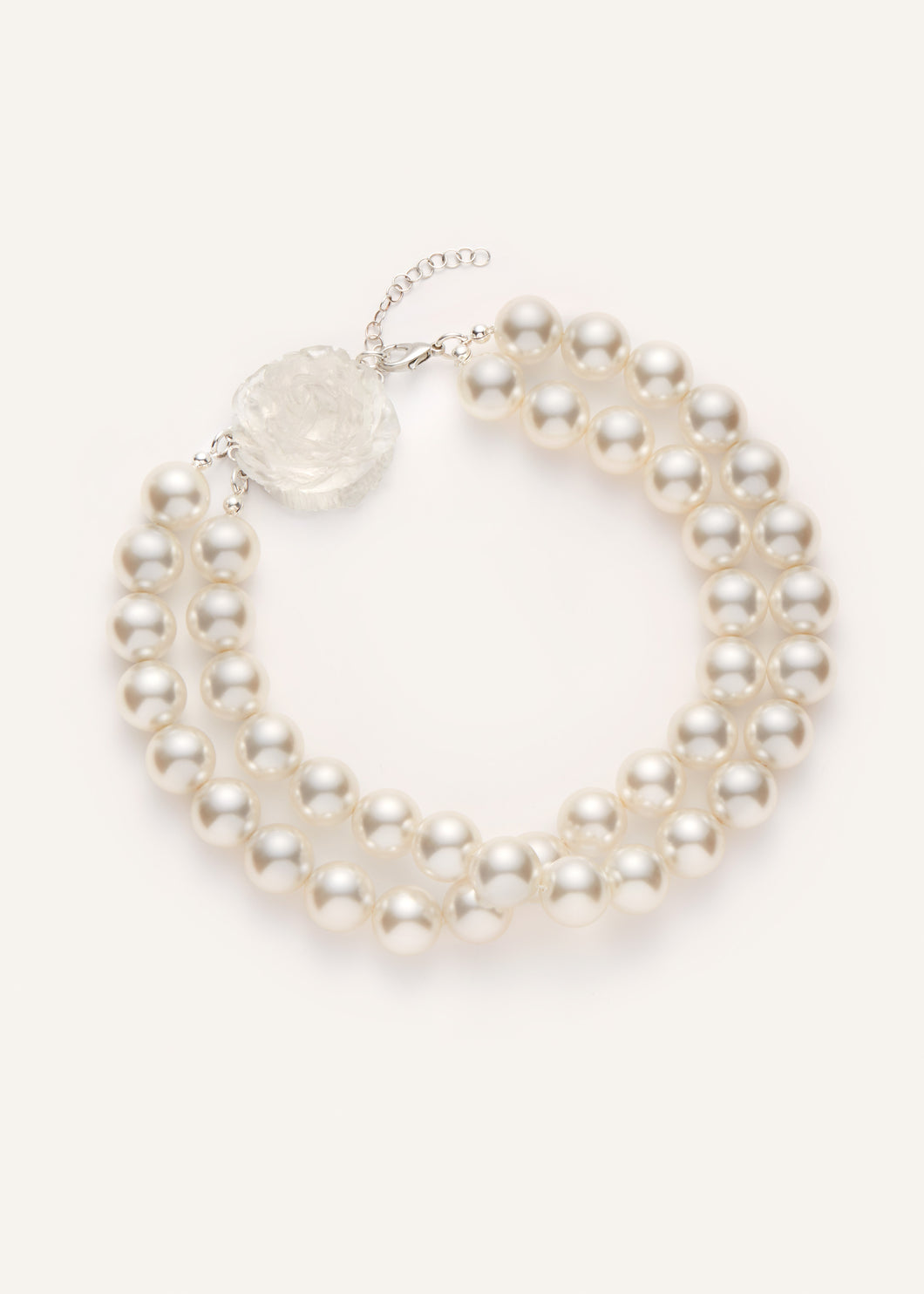 Double pearl choker with rose