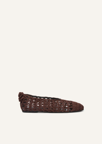 SS25 BALLET FLATS CROCHET BROWN