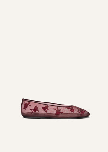 SS25 BALLET FLATS EMBROIDERY BURGUNDY