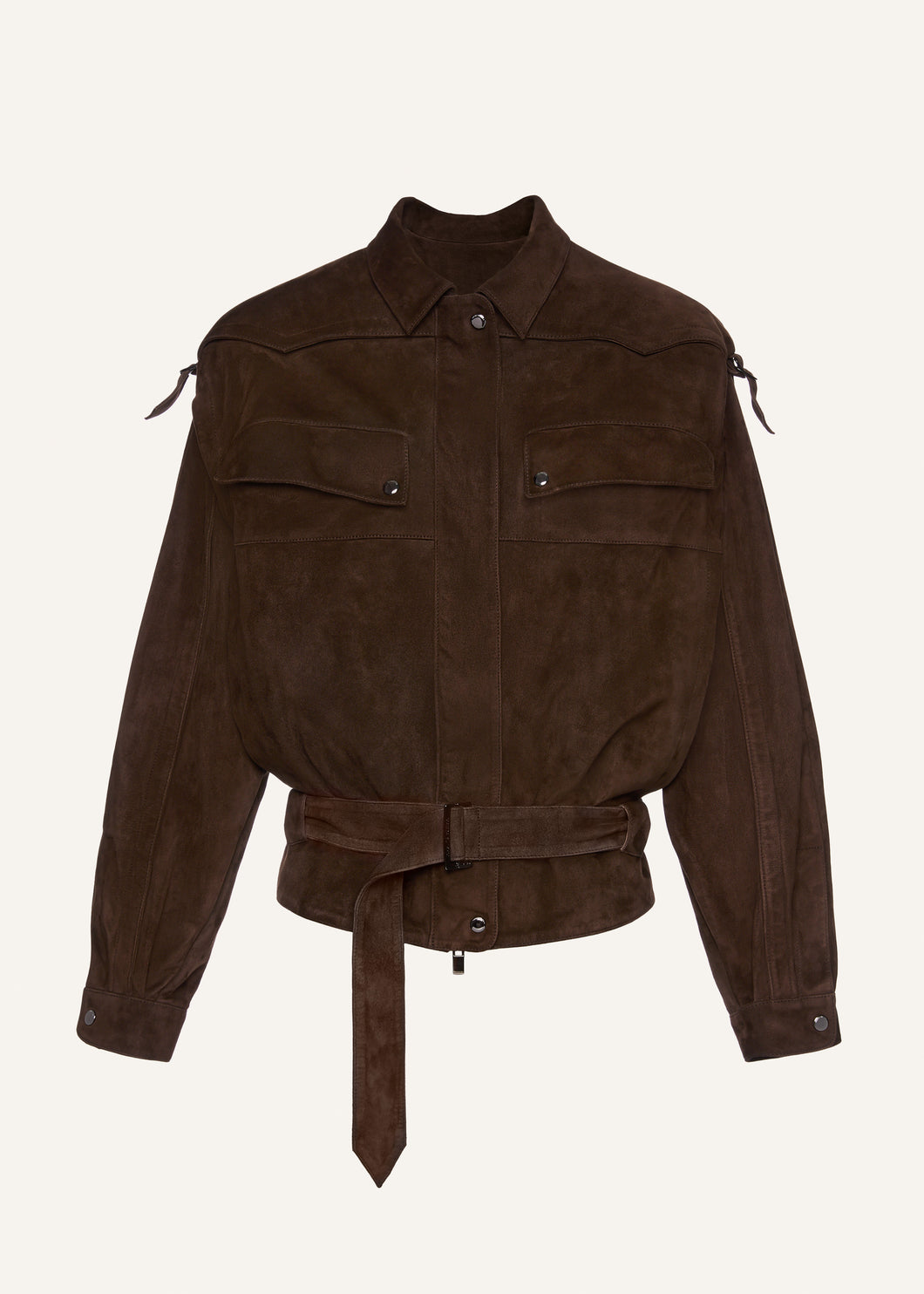 Cargo jacket in brown suede