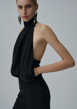 Load image into Gallery viewer, Lace detail midi skirt in black
