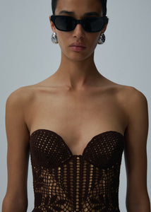 SS25 CROCHET 01 DRESS BROWN