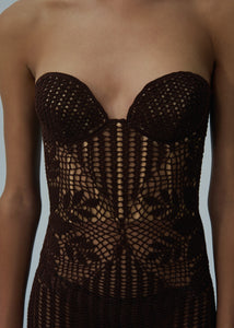SS25 CROCHET 01 DRESS BROWN