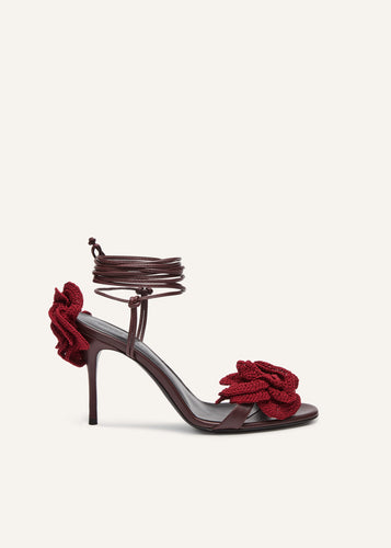 SS25 FLOWER SHOES CROCHET BURGUNDY 90