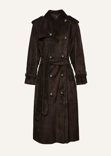 SS25 LEATHER 02 COAT BROWN SUEDE