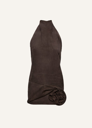 SS25 LEATHER 08 DRESS BROWN SUEDE