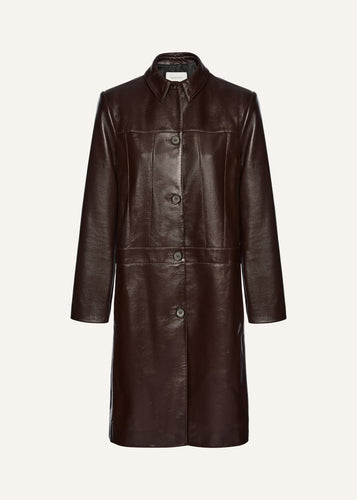 SS25 LEATHER 09 COAT BROWN