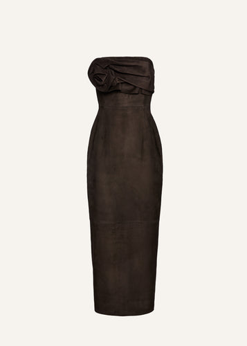 SS25 LEATHER 18 DRESS BROWN SUEDE