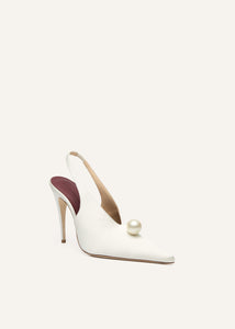 SS25 SLINGBACK SATIN CREAM PEARL