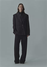 Load and play video in Gallery viewer, Pinstripe double-breasted blazer in dark brown
