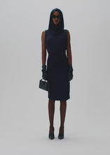 Load and play video in Gallery viewer, Sleeveless hooded midi dress in navy
