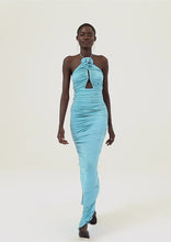 Load and play video in Gallery viewer, Cutout jersey maxi dress in blue
