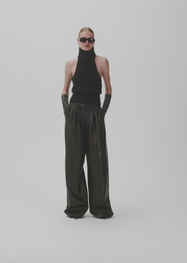 AW24 LEATHER 11 PANTS BLACK