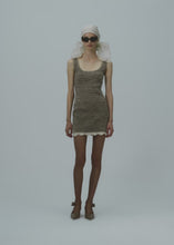 Load and play video in Gallery viewer, Lace detail knit midi dress in brown
