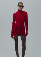 Load and play video in Gallery viewer, Wool rose mini skirt in red
