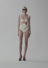 Load and play video in Gallery viewer, High-waisted flower appliqué swim bottom in cream
