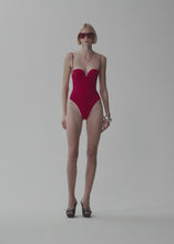 Load and play video in Gallery viewer, Retro bustier swimsuit in red
