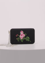 Load and play video in Gallery viewer, Lelia clutch in satin rose embroidery
