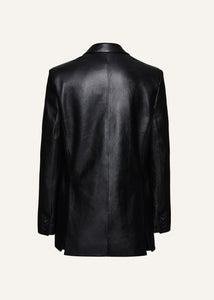 Oversized leather blazer in black
