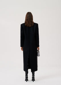 Long classic wool coat in black