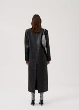 Load image into Gallery viewer, Long leather tailored coat in black

