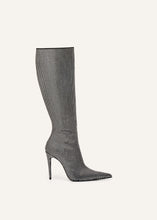 Load image into Gallery viewer, Tall pointed toe boots in black diamante crystals
