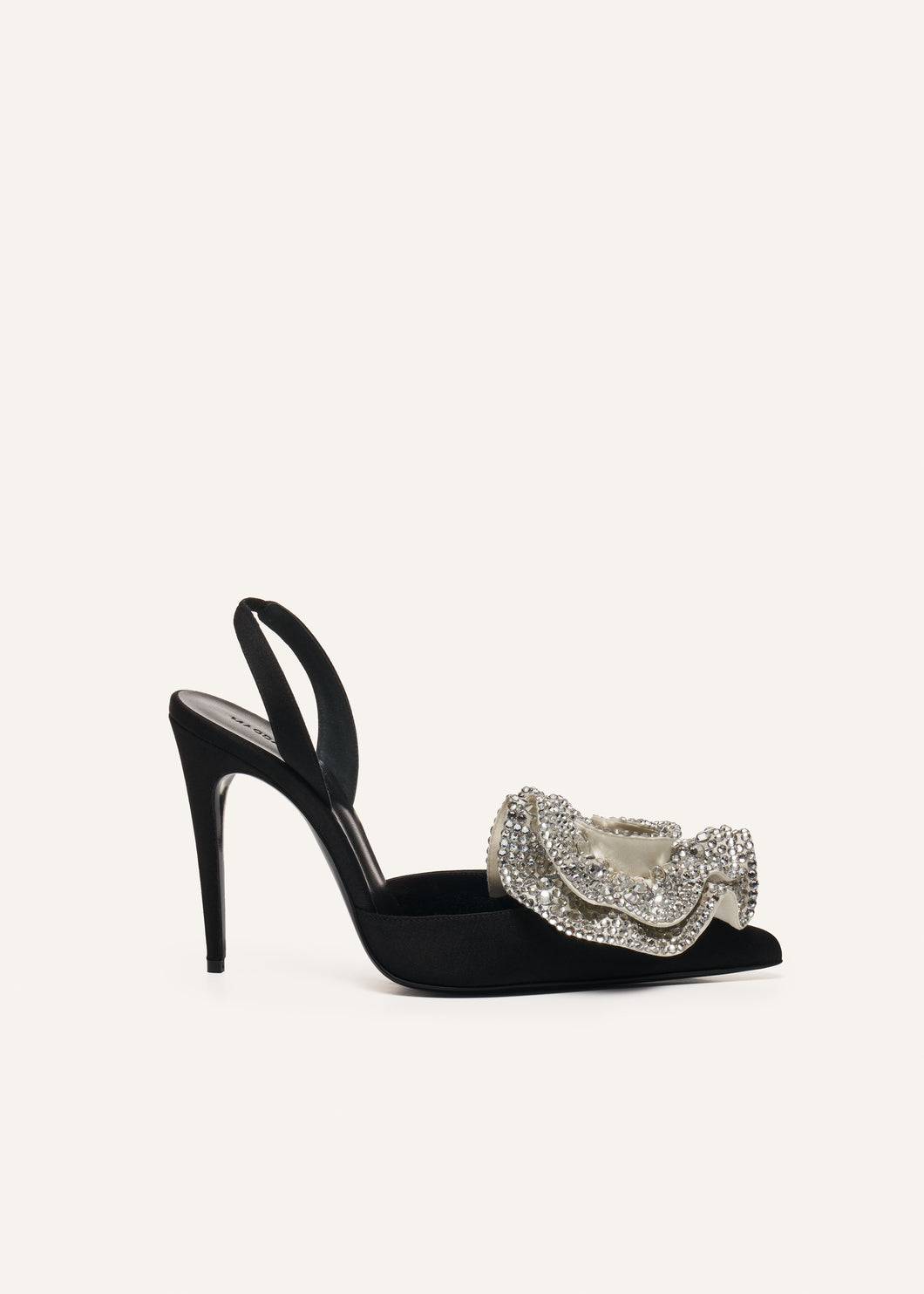 Handmade crystal flower slingback heels in cream