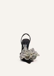 Handmade crystal flower slingback heels in cream
