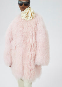 AW22 LEATHER 02 SHEARLING COAT PINK LONGER