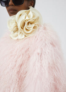 AW22 LEATHER 02 SHEARLING COAT PINK LONGER
