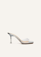 Load image into Gallery viewer, Thin pvc and leather mules in silver
