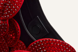 MICRO VESNA BLACK SATIN WITH RED CRYSTALS