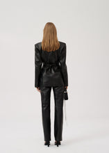 Load image into Gallery viewer, Leather hourglass blazer in black
