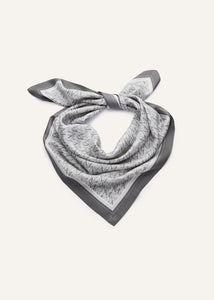 Logo print silk scarf in grey