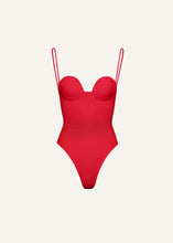 Load image into Gallery viewer, Retro bustier swimsuit in red
