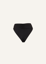 Load image into Gallery viewer, High-waisted flower appliqué swim bottom in black
