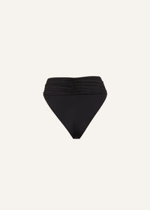 High-waisted flower appliqué swim bottom in black