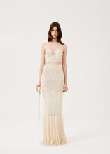 Load image into Gallery viewer, XL fringe crochet maxi skirt in cream
