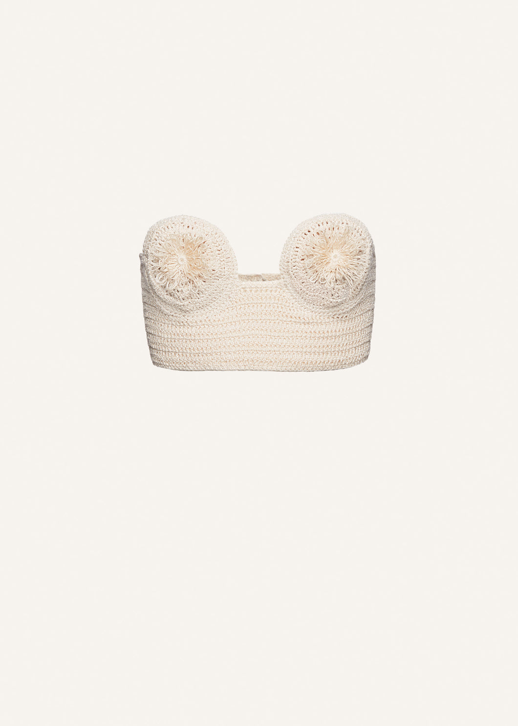 Strapless crochet flower applique bra in cream