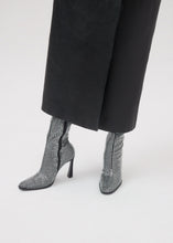 Load image into Gallery viewer, Knee high boots in black diamante crystals
