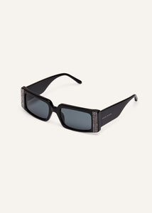 Vintage rectangle sunglasses in black crystals