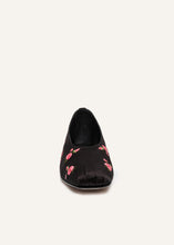 Load image into Gallery viewer, PF23 BALLET FLATS EMBROIDERY SATIN BLACK
