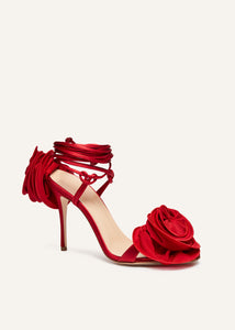PF23 FLOWER SHOES SATIN RED