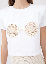 Load image into Gallery viewer, Crochet bra t-shirt in white
